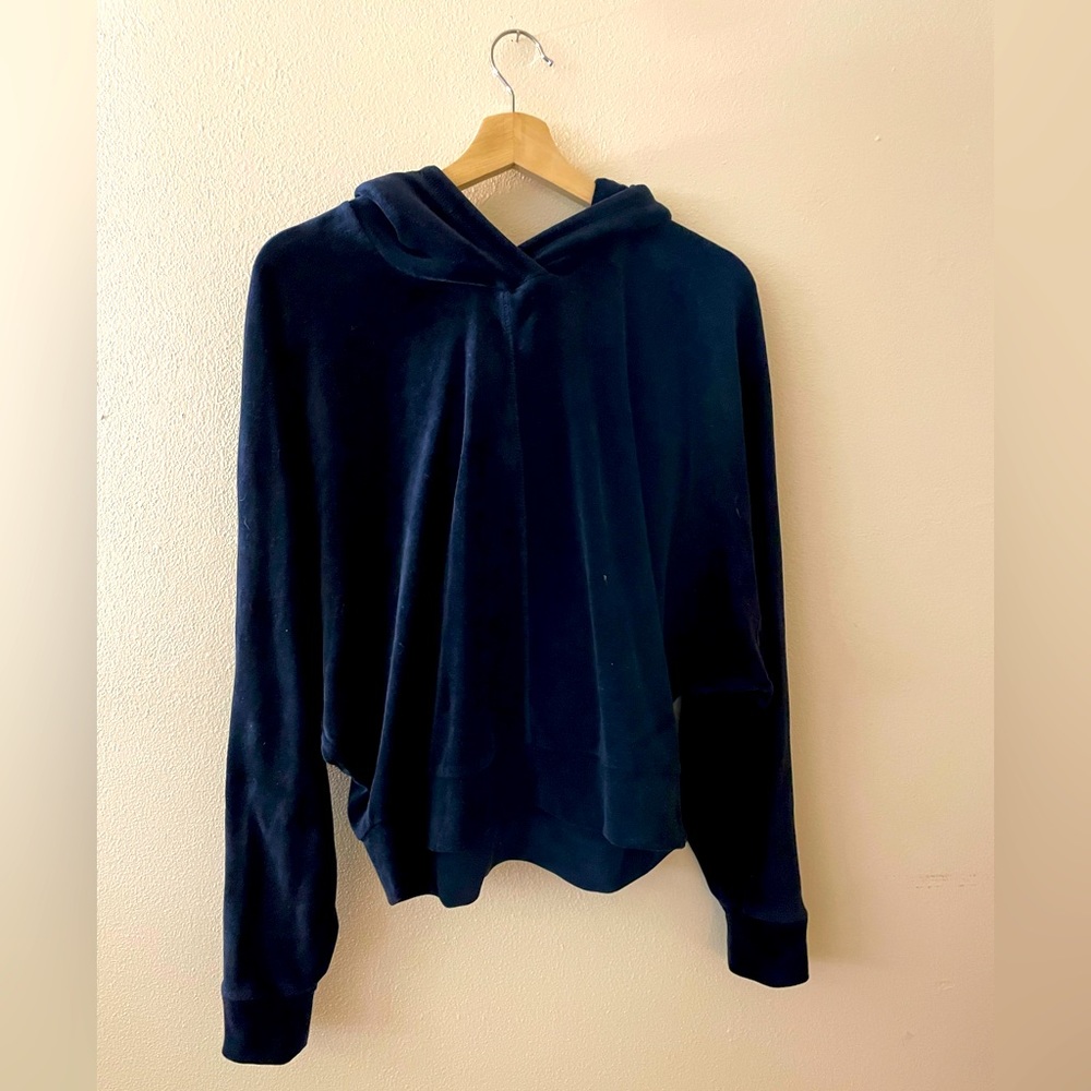 navy velour hooded marc new york sweater